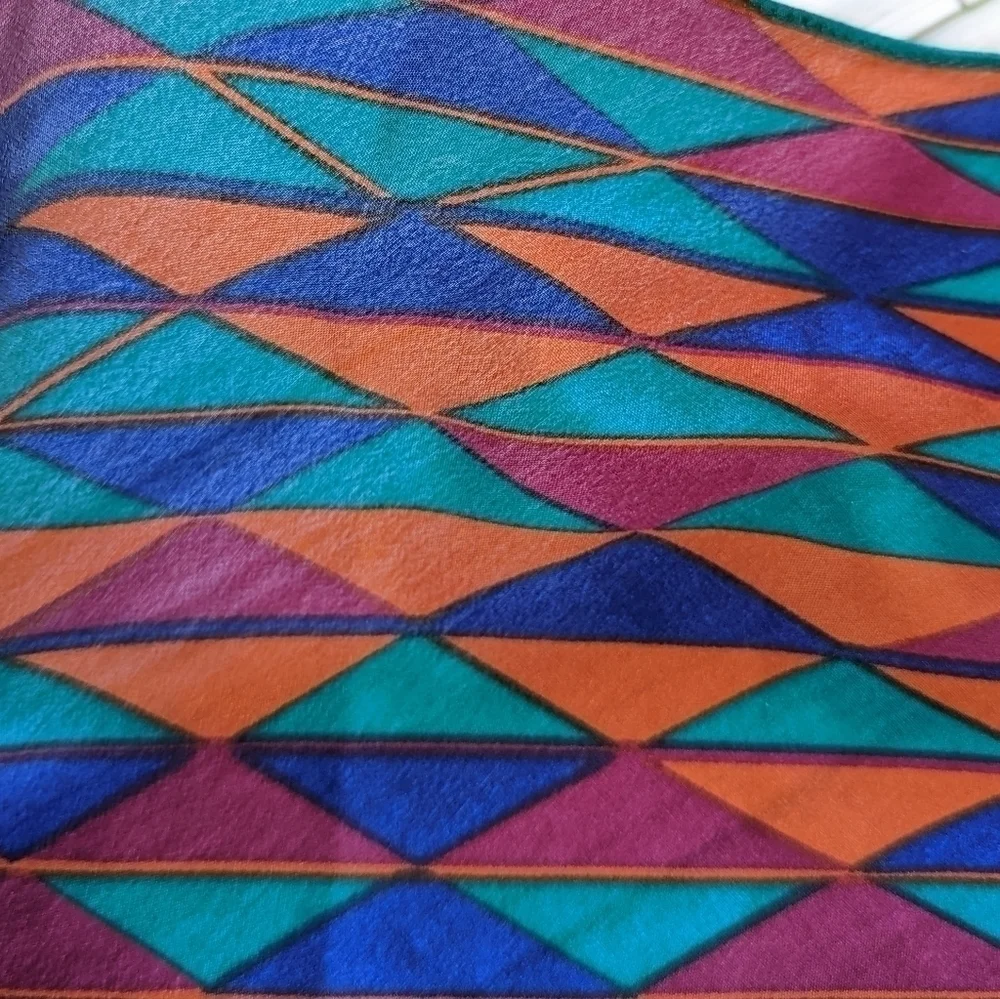 Vintage Diane Von Furstenberg Vintage Geometric Silk Scarf in Victorian Teal